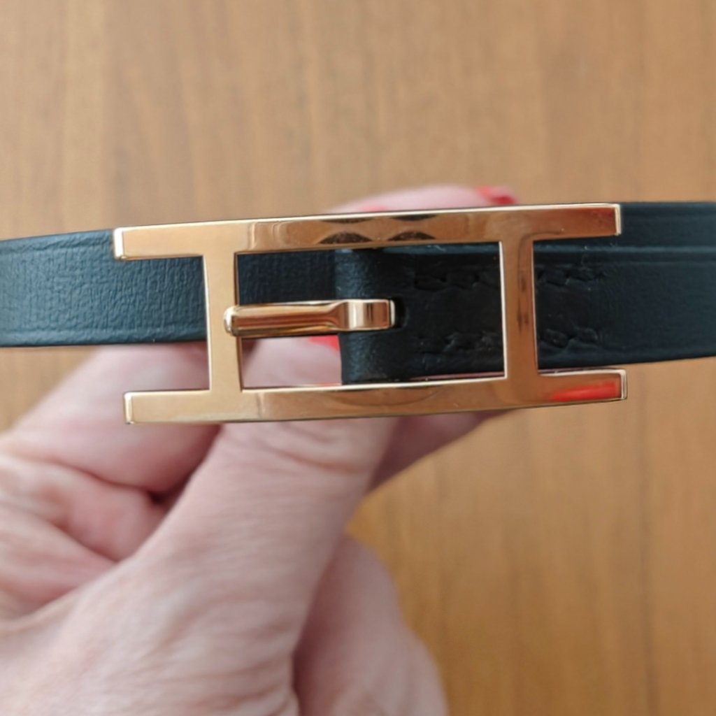 Herms Benapi Black Leather Bracelet